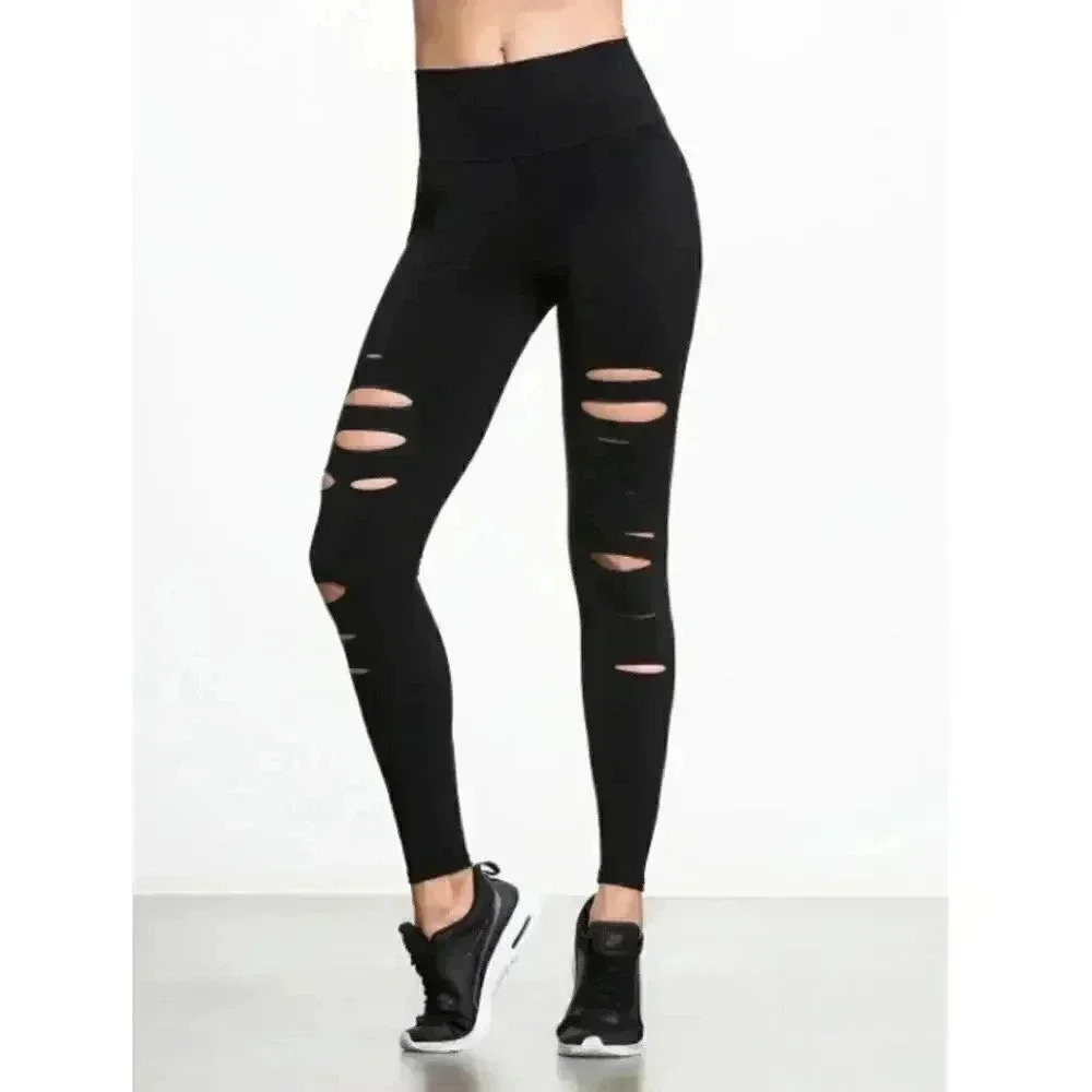 ALO‎ YOGA High-Waist Ripped Warrior Legging Black
